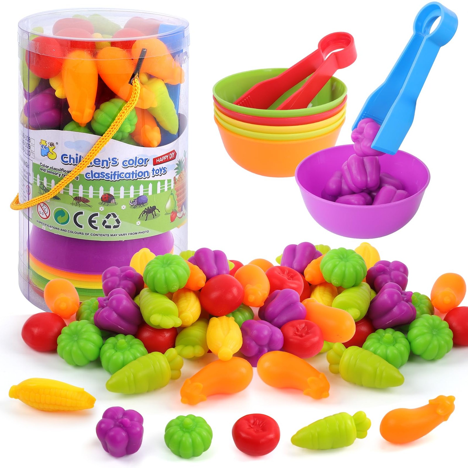 Counting Vegetables Matching Games Sensory Toys with Sorting Bowls Preschool …