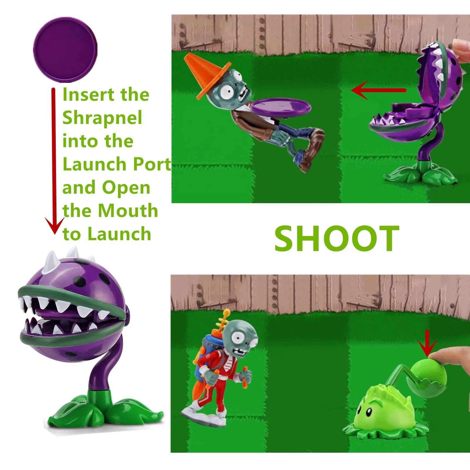 JHESAO 4 PCS Plants and Zombies Toys Action Figures Zombies PVZ Toys Set 1 2 …