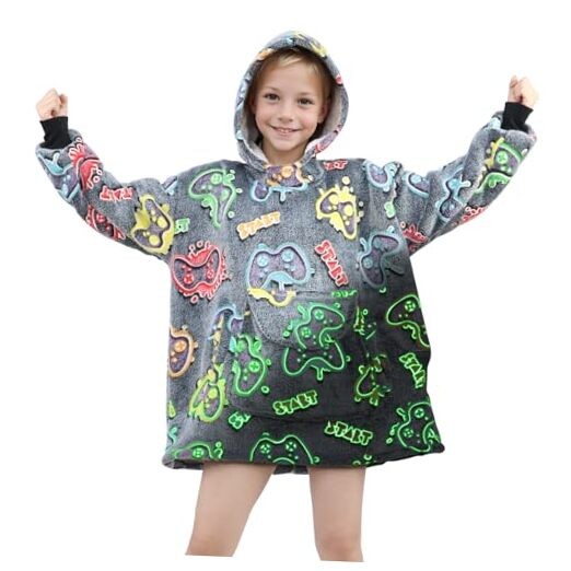 Wearable Blanket Hoodie Kids Gaming Sweatshirt Kids 6-10YR Game Controller