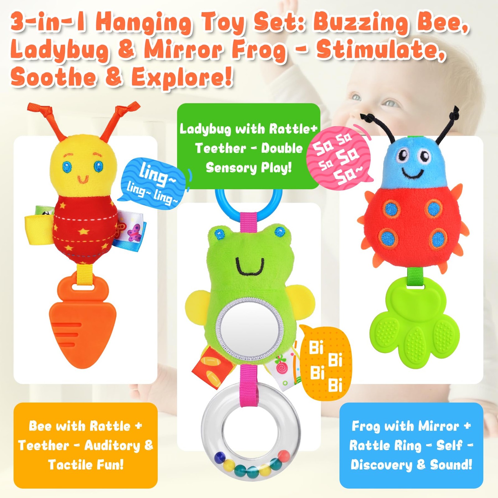 Zendstanding Spiral Car Seat Toys for Infants, 0-6 Months Carseat & Stroller …