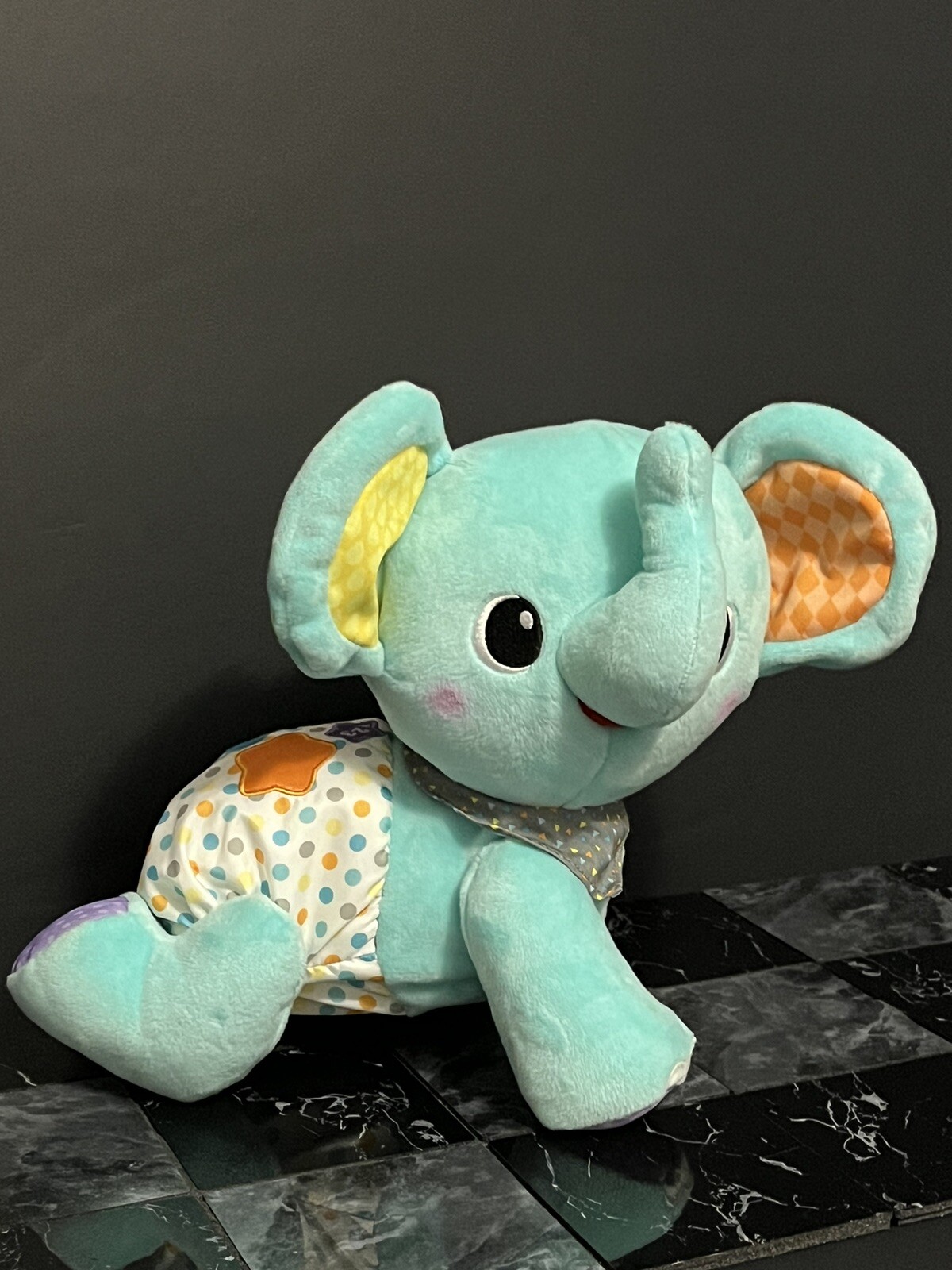 VTech Explore & Crawl Elephant Plush Educational Interactive Toy Teal Blue Works