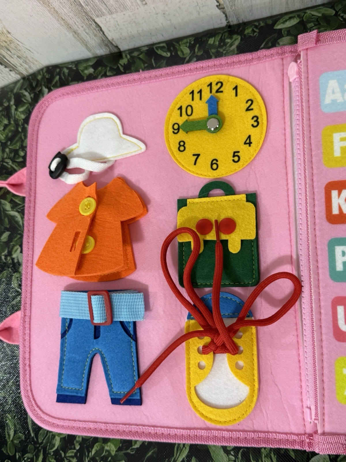 Hahaland Montessori Busy Board Toddler Toy Buckles Letters And More Soft Fabric