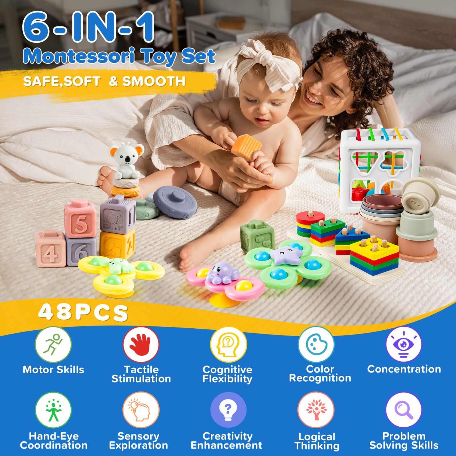6-in-1 Baby Toys 6 to 12 Months, Montessori Toys for Babies 6-12-18 Months, I…