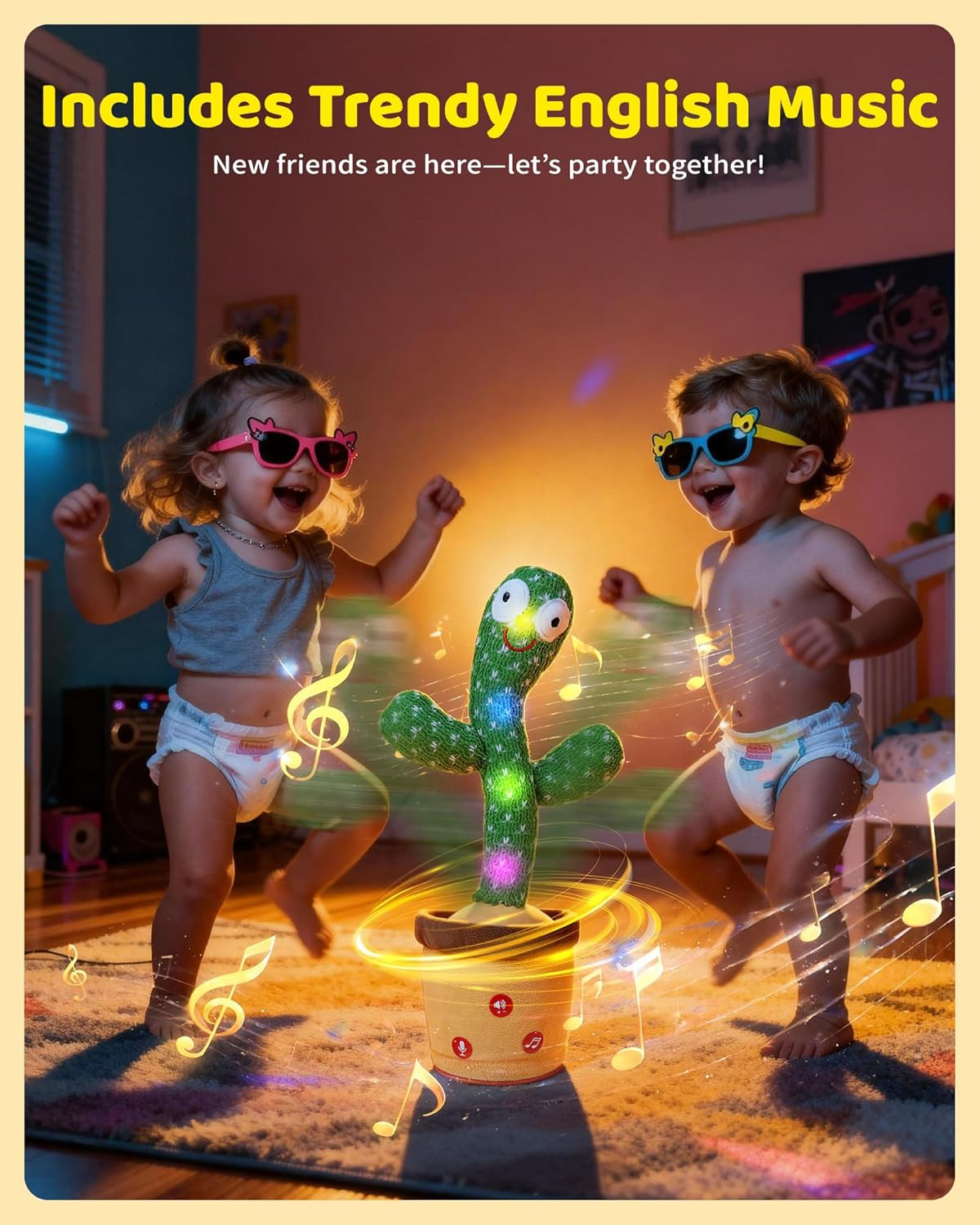 Dancing Talking Cactus Baby Toys 0-6 3-6 6-12 12-18 Months, Toddler Boys Girls G