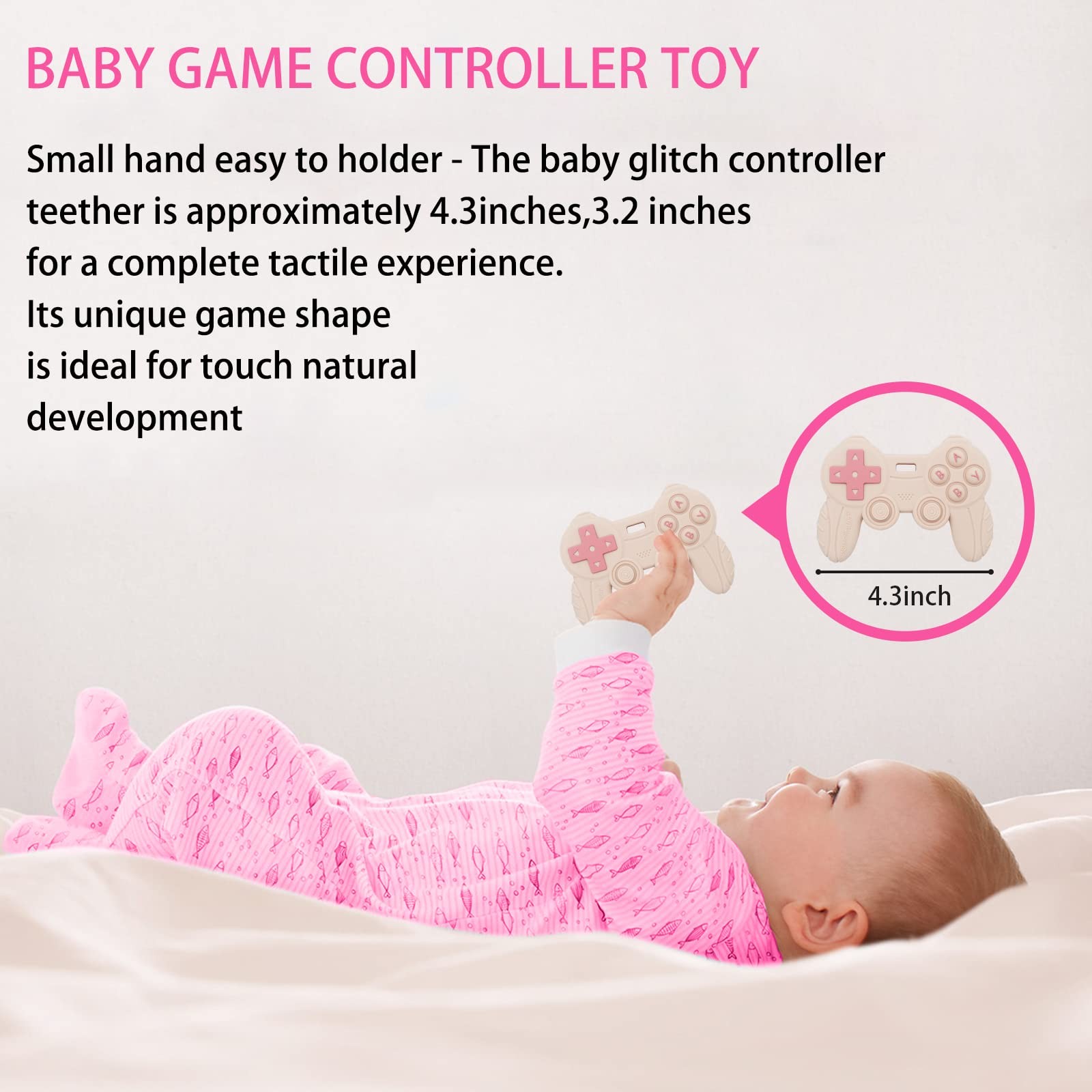 Cool Remote Game Control Teething Toy for Babies 0-6 6-12 Months,Game Pink