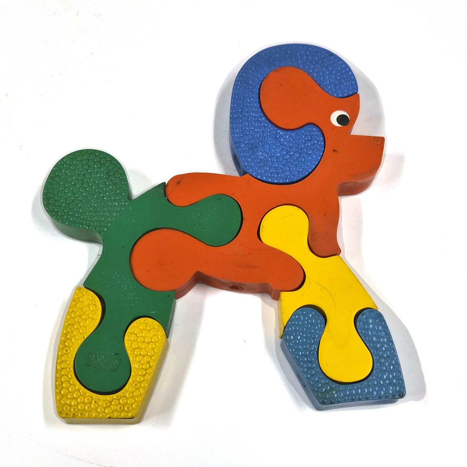 Vintage Rubber Poodle Jigsaw Puzzle Made in W. Germany – 6.3″ Educational Toy