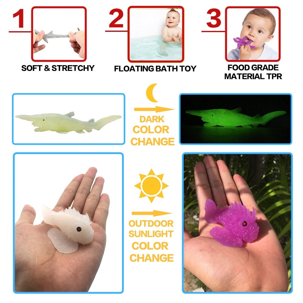 18 Pack Assorted Ocean Animal, Stretchy and Floating Small, 18packocean