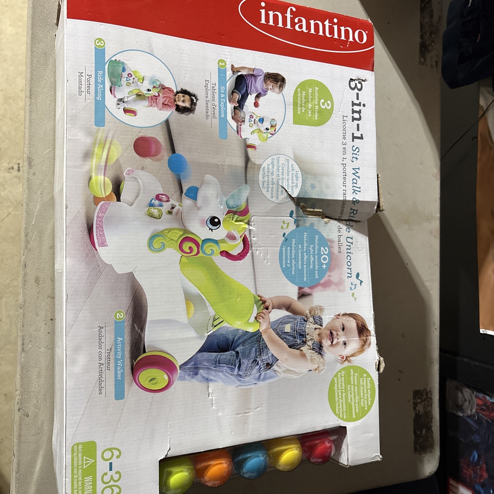 B Kids 3 In 1 Sit Walk & Ride Unicorn Smilin’ Shimmer 6 – 36 Months