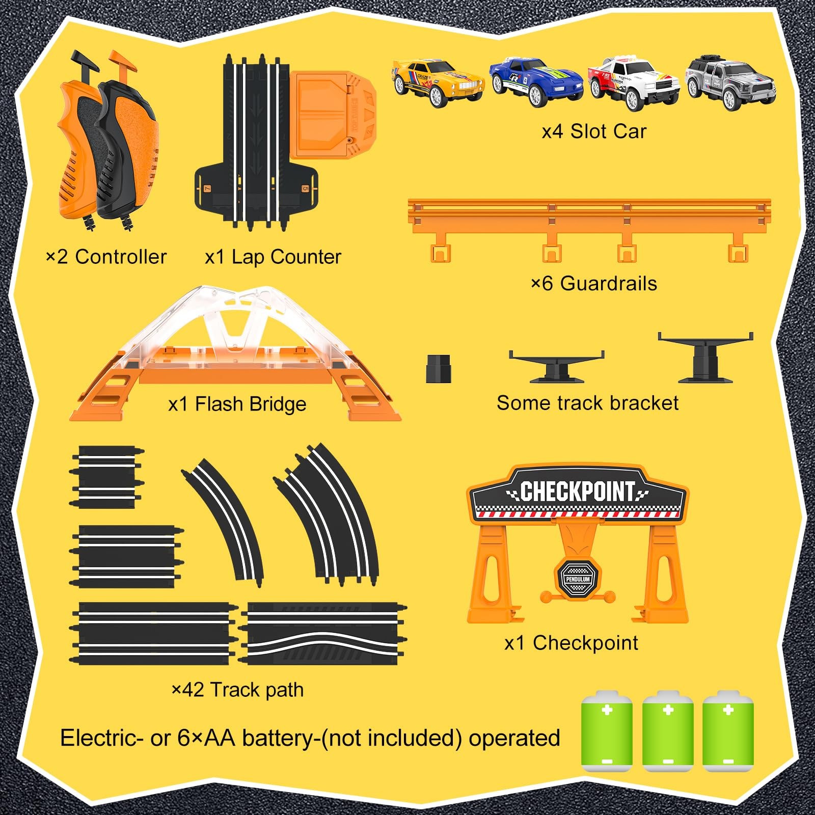 Slot Car Race Track Sets with 4 Slot Cars, Electric Race Car Track Include Sl…
