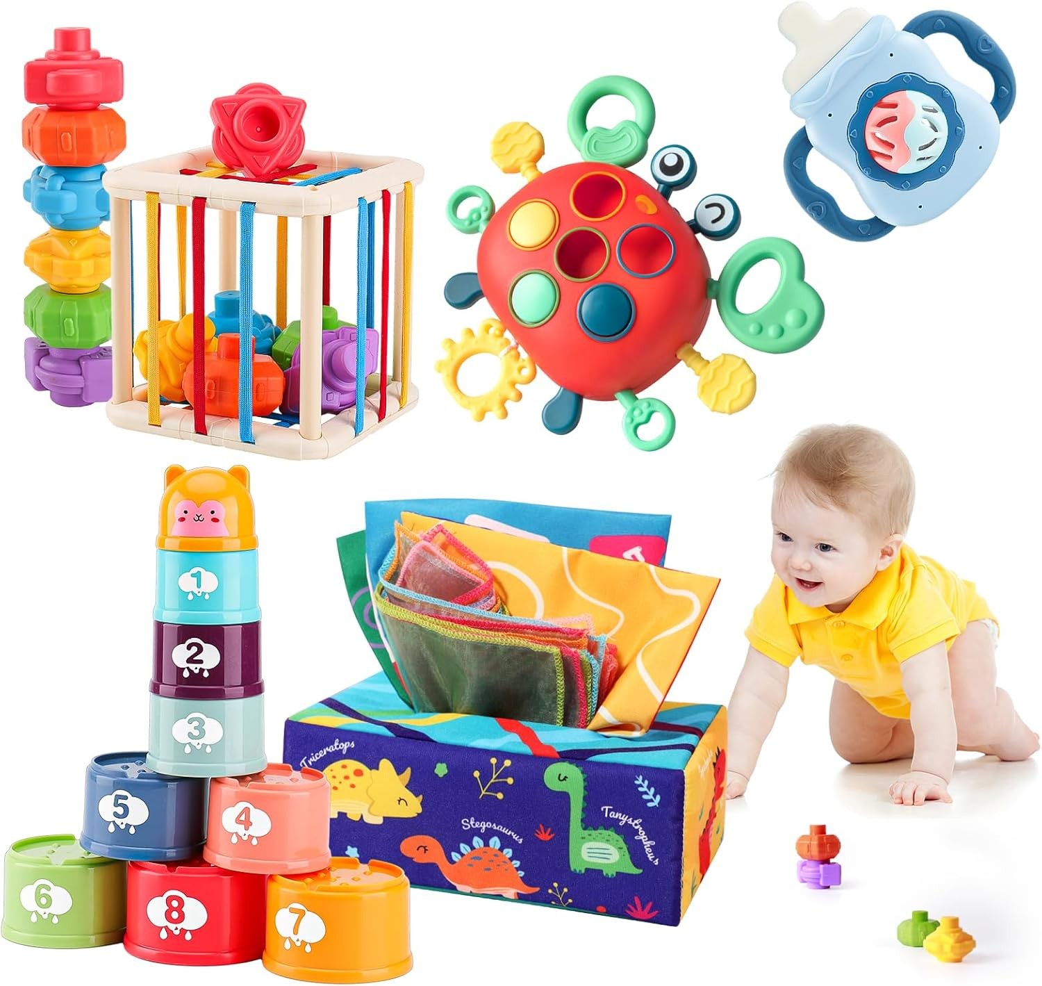 5 in 1 Baby Toys 6 to 12 to 18 Months, Montessori Toy for Babies 6-12 Months, Gi