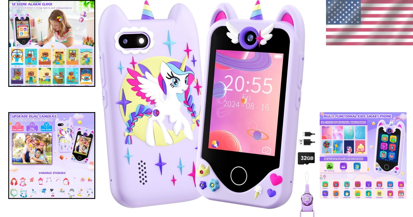 Multifunctional Kids Smart Phone – Learning Games & Music for Ages 3-6 Girls