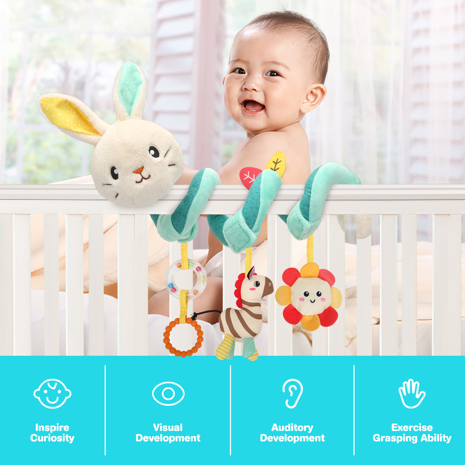 Car Seat Toys for Babies Baby Toys 3-6 Months Carseat Stroller Toy Developmental