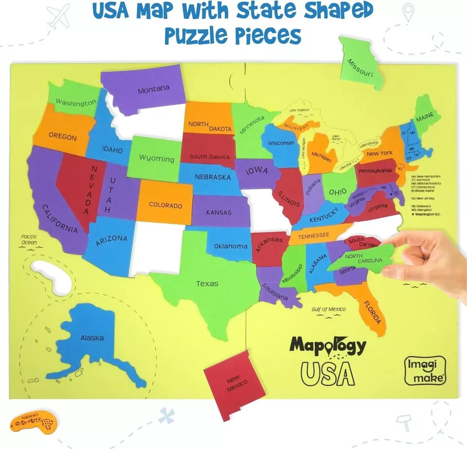 Imagimake Mapology United States Puzzle | Educational Toys for Kids 5-7 | Learn