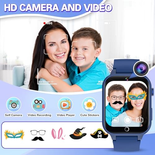 Smart Watch for Kids with 39 Puzzle Games HD Camera MP3 Player Audiobook Blue
