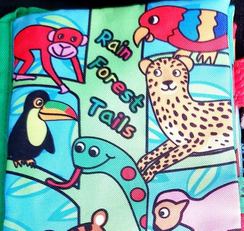 Rain Forest Tails Crinkle Cloth Fabric Sensory Crinkle Sparkle Textures Textile