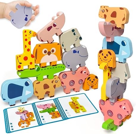 Vaiheng Montessori Wooden Animal Stacking Puzzle Toy