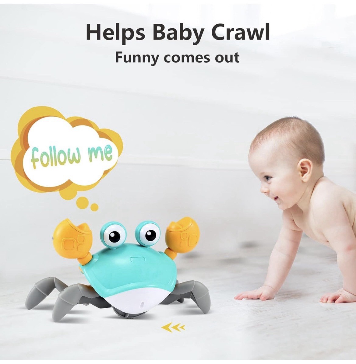 Crawling Crab Baby Toy – Infant Tummy Time Toys 3 4 5 6 7 8 9 10 11 12 Months