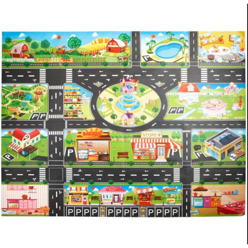 City Map Car Road Model Mat Game Pad For Educational Interactive Children