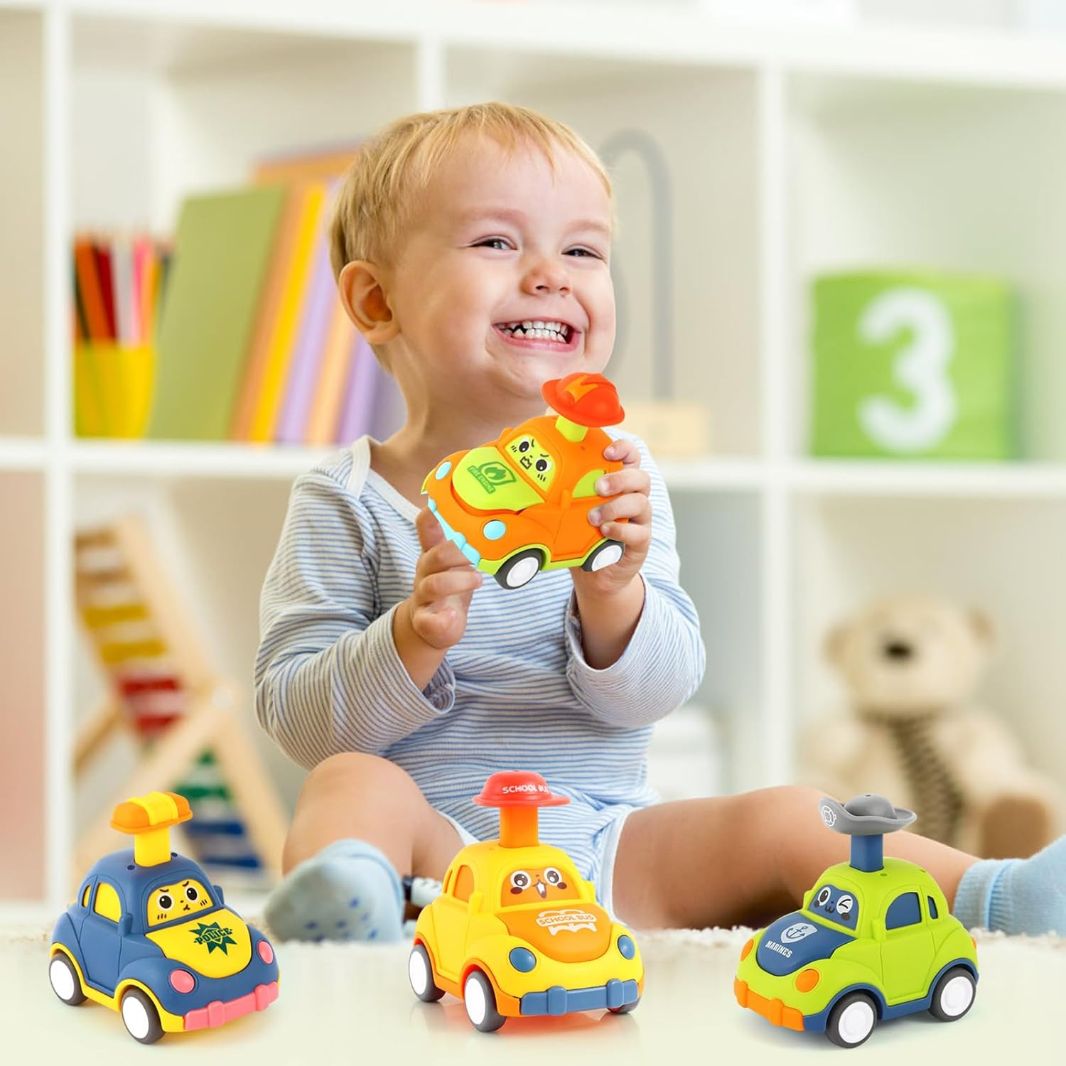 Car Toys for Toddlers 1-3 One Year Old Boy Birthday Gift for Boys Girls Pull Bac