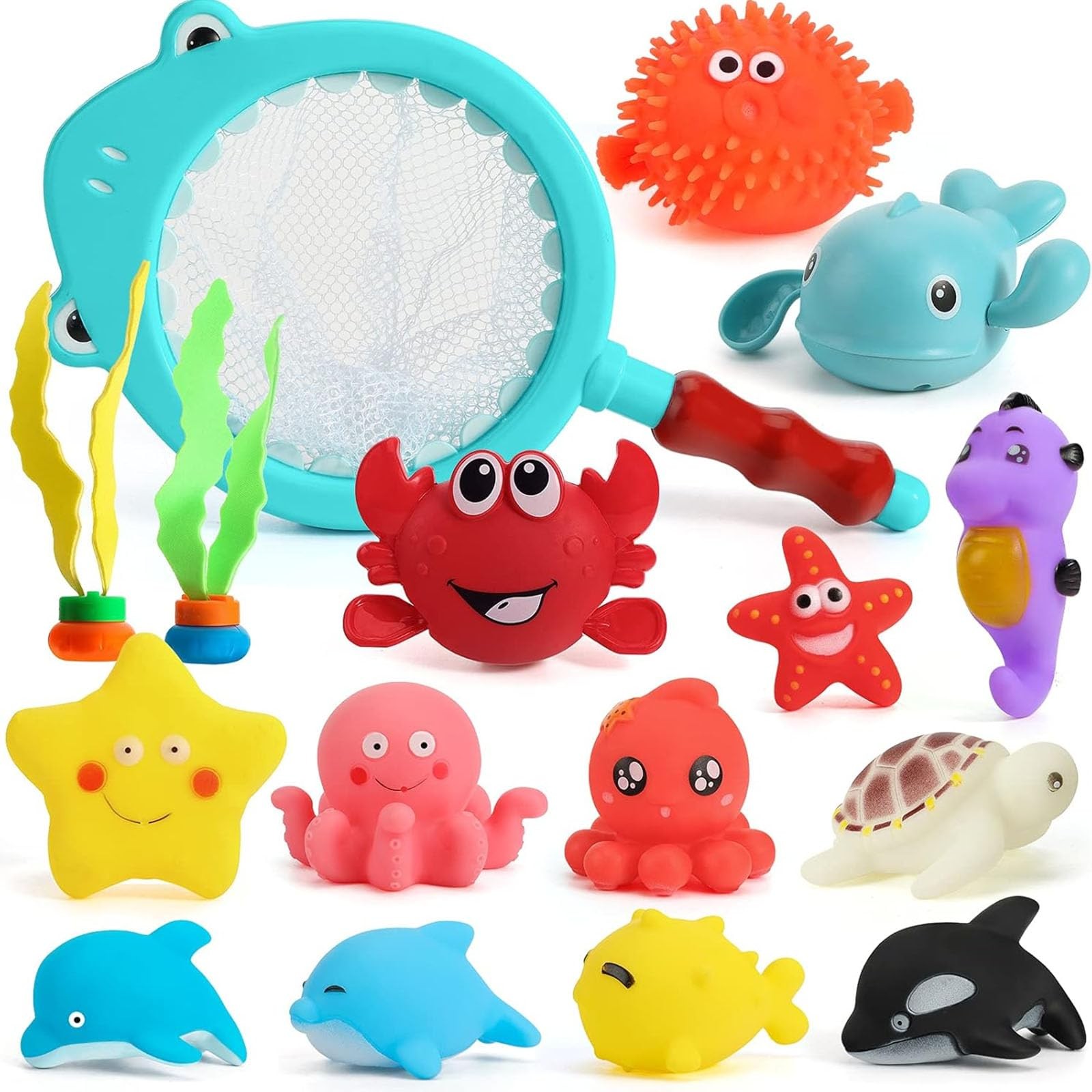 Shindel 16 PCS Baby Bath Toys, Floating Pool Toys for Medium, Multicolored