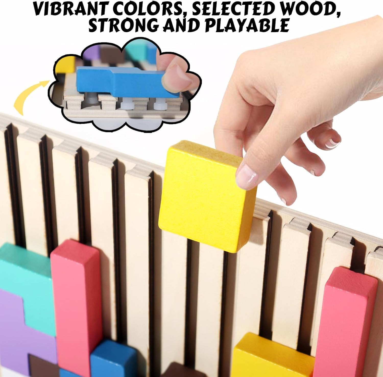 Wooden Colored 3D Russian Block Puzzle Jigsaw Stacking Montessori Toys Education