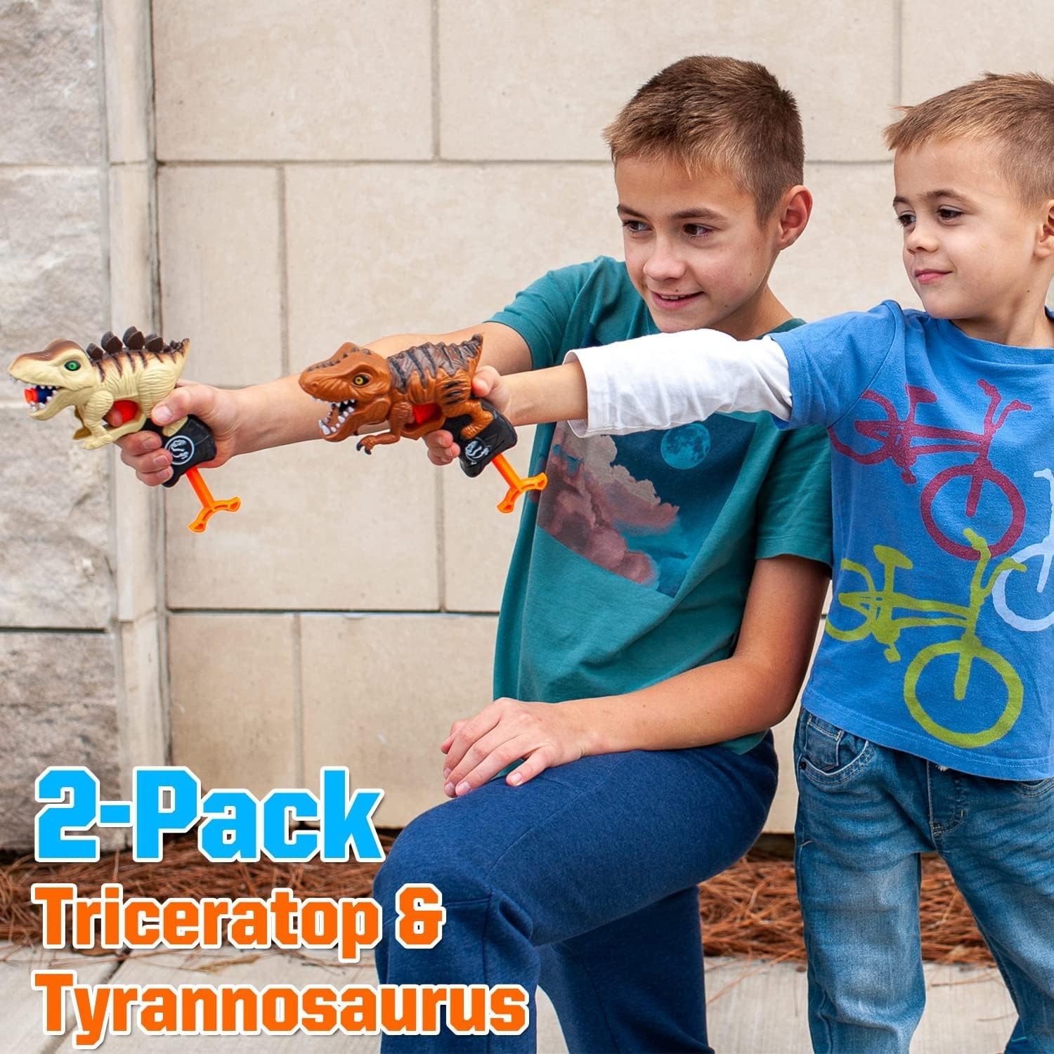 2 Pack Dinosaur Gun Toys for Toddlers Boys 3 4 5 6 7 Year Old Birthday Gifts Val