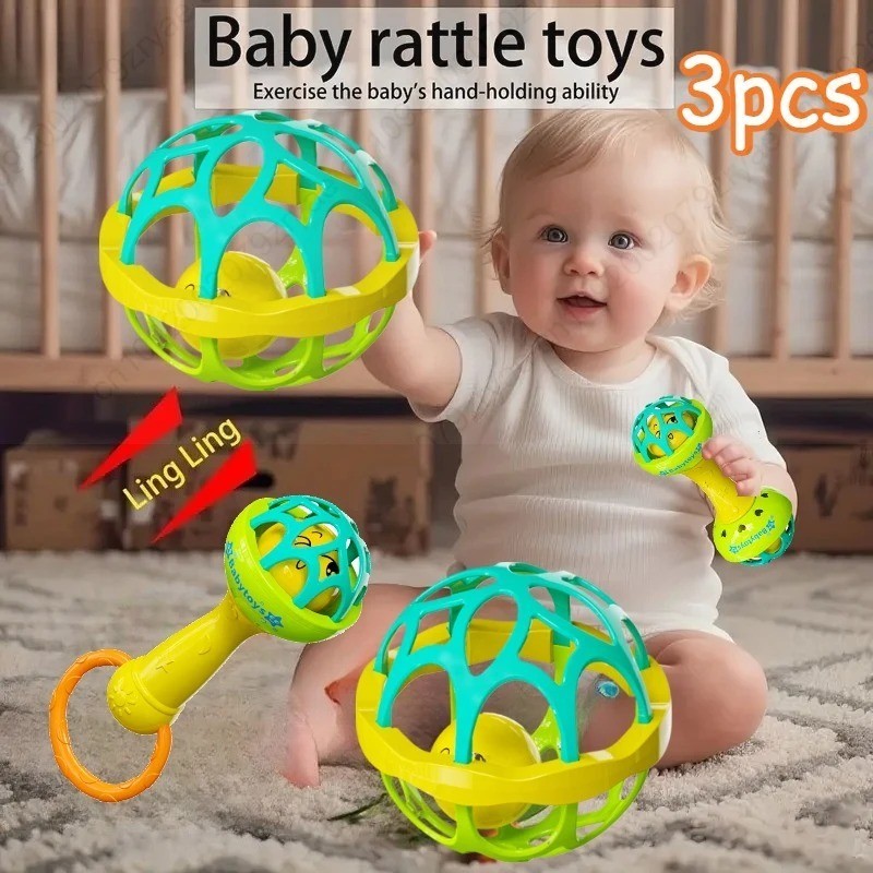 Baby Rattle Sensory Toy Shaker Grasp Ball for Newborn Infants 0-24 Months