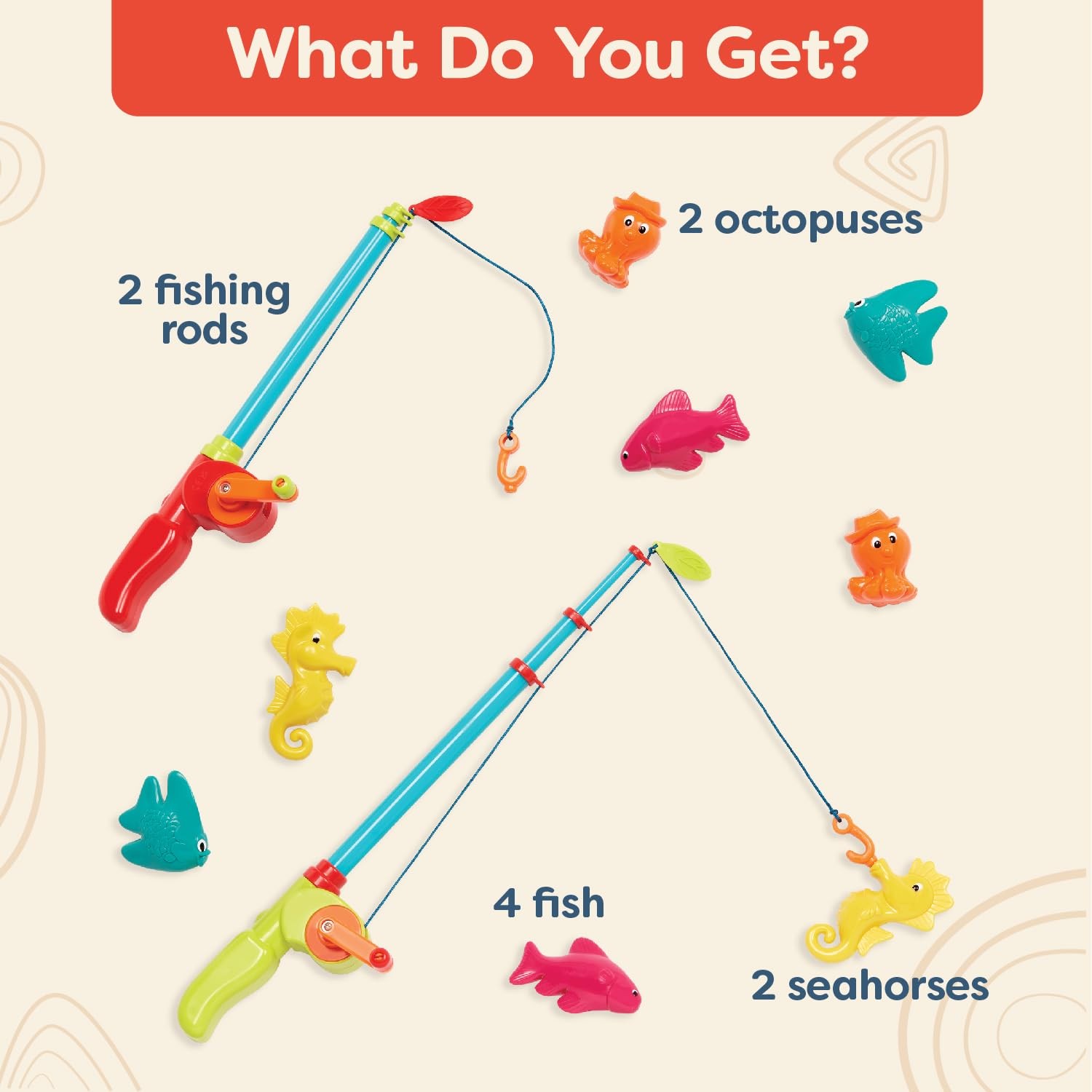 B. Toys Little Fishers Kit Magnetic Fishing Adventure Set Dual Rods Eight