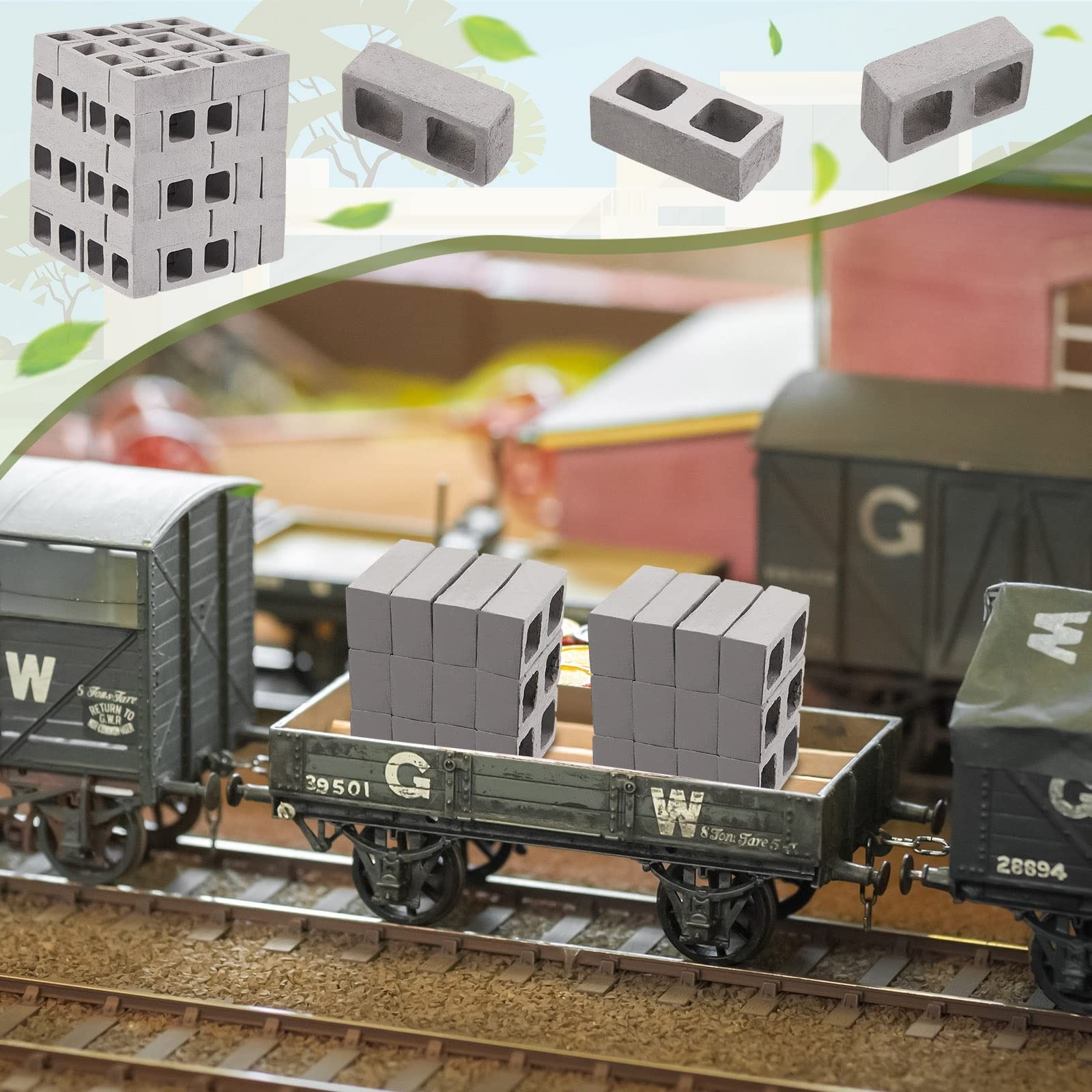 Deekin 100 Pcs Mini Cinder Blocks 1/12 Scale Mini Bricks Miniature Building B…