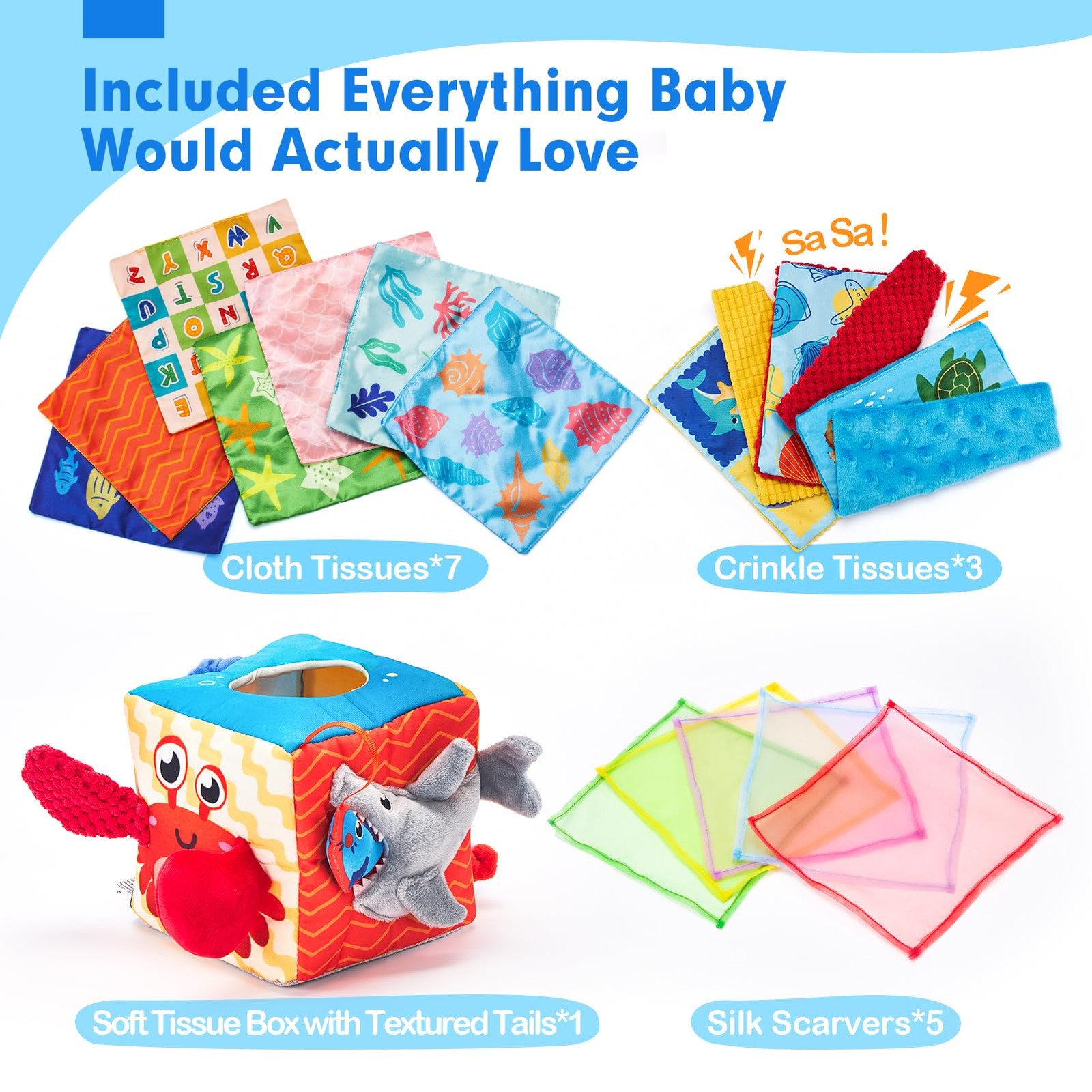 hahaland Baby Tissue Box Toy, Toys 6-12 Months Montessori Medium