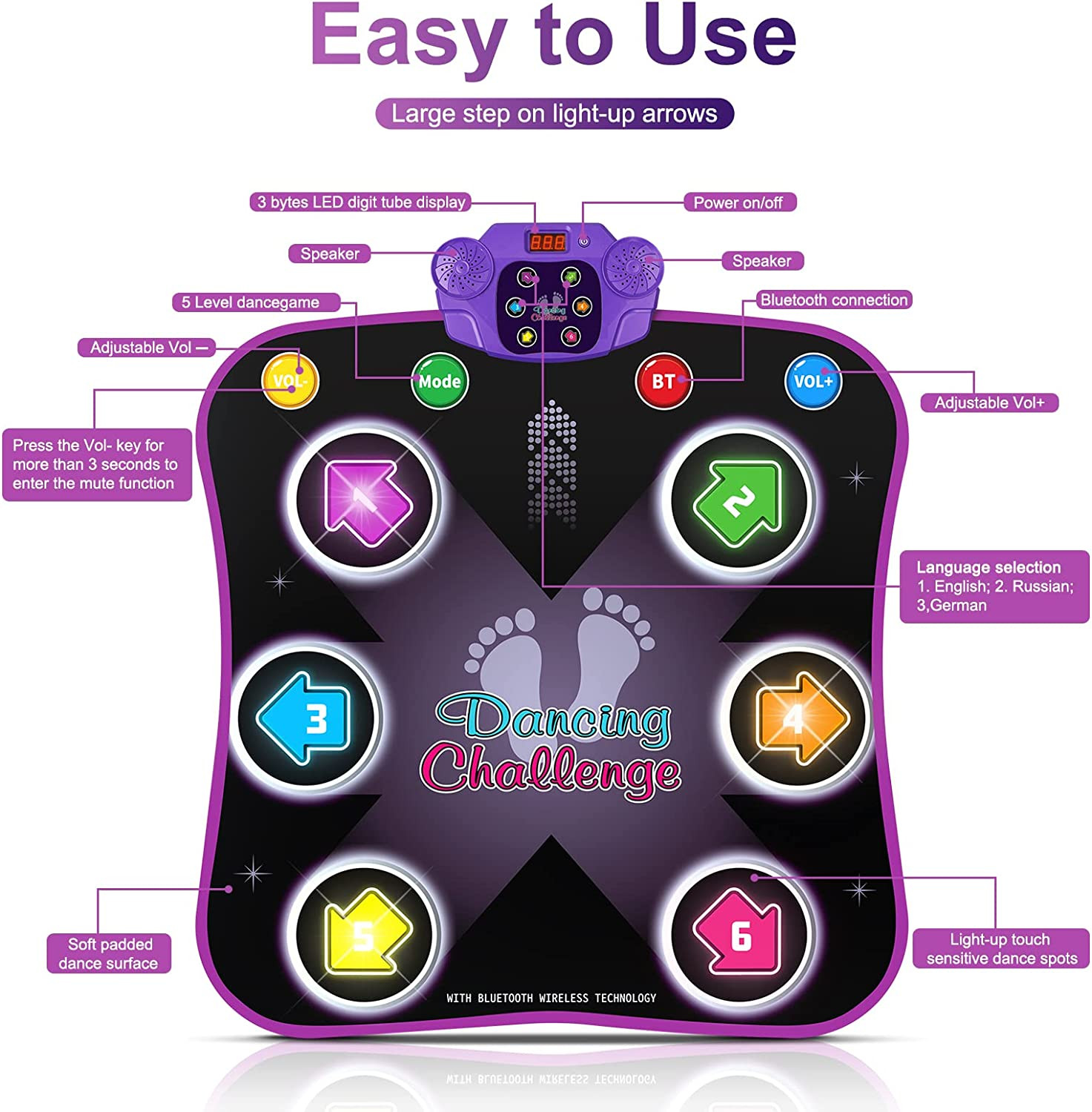 Dance Mat Toys for 3-12 Year Old Kids, Electronic Dance Pad