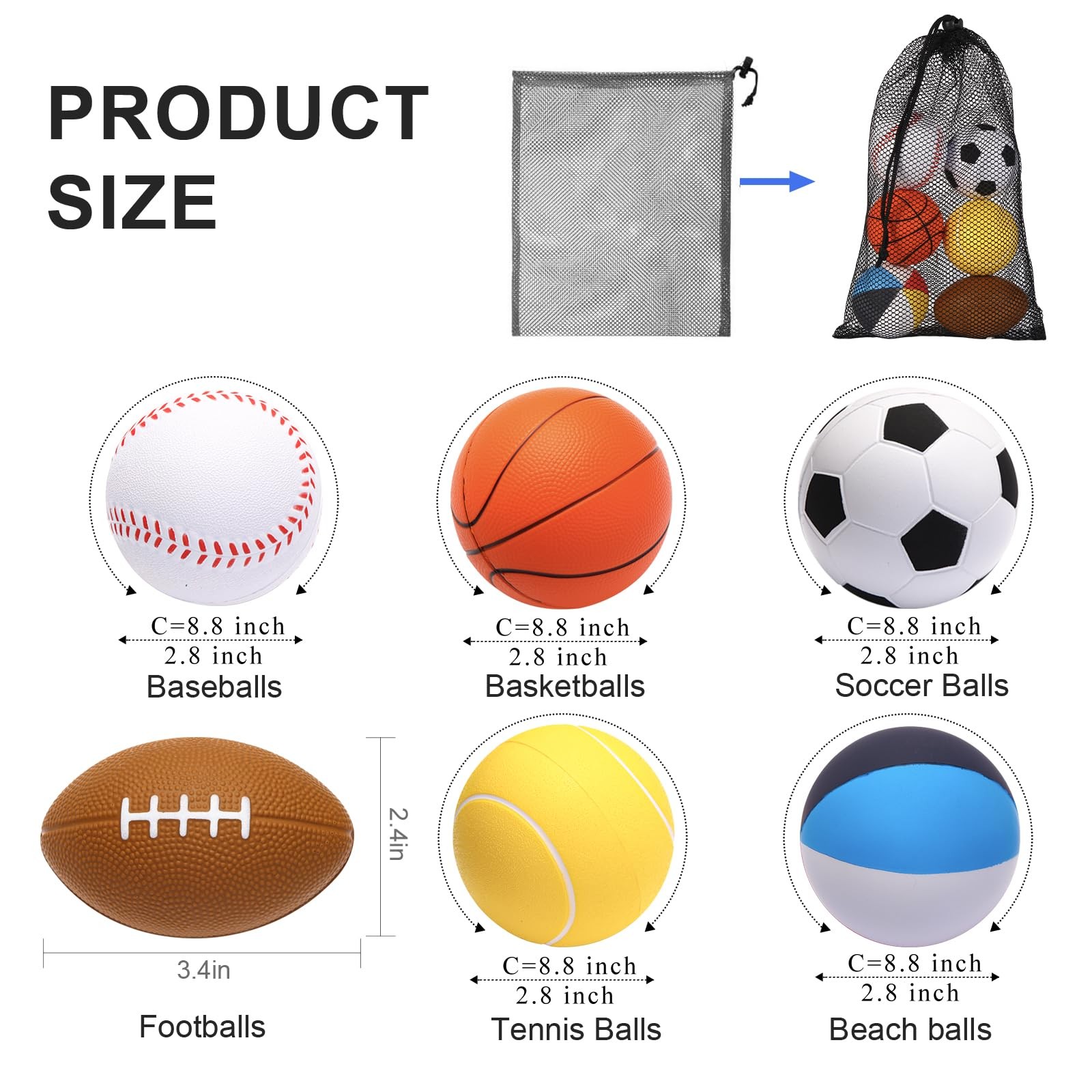 Mini Sports Balls Set of 6 Foam Ball for Kids 2.8 inch Soft Balls for Toddler…