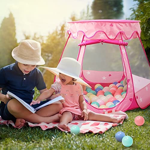 Pop Up Princess Tent with Star Light, Toys for 1 2 3 Year Old Girl Pink