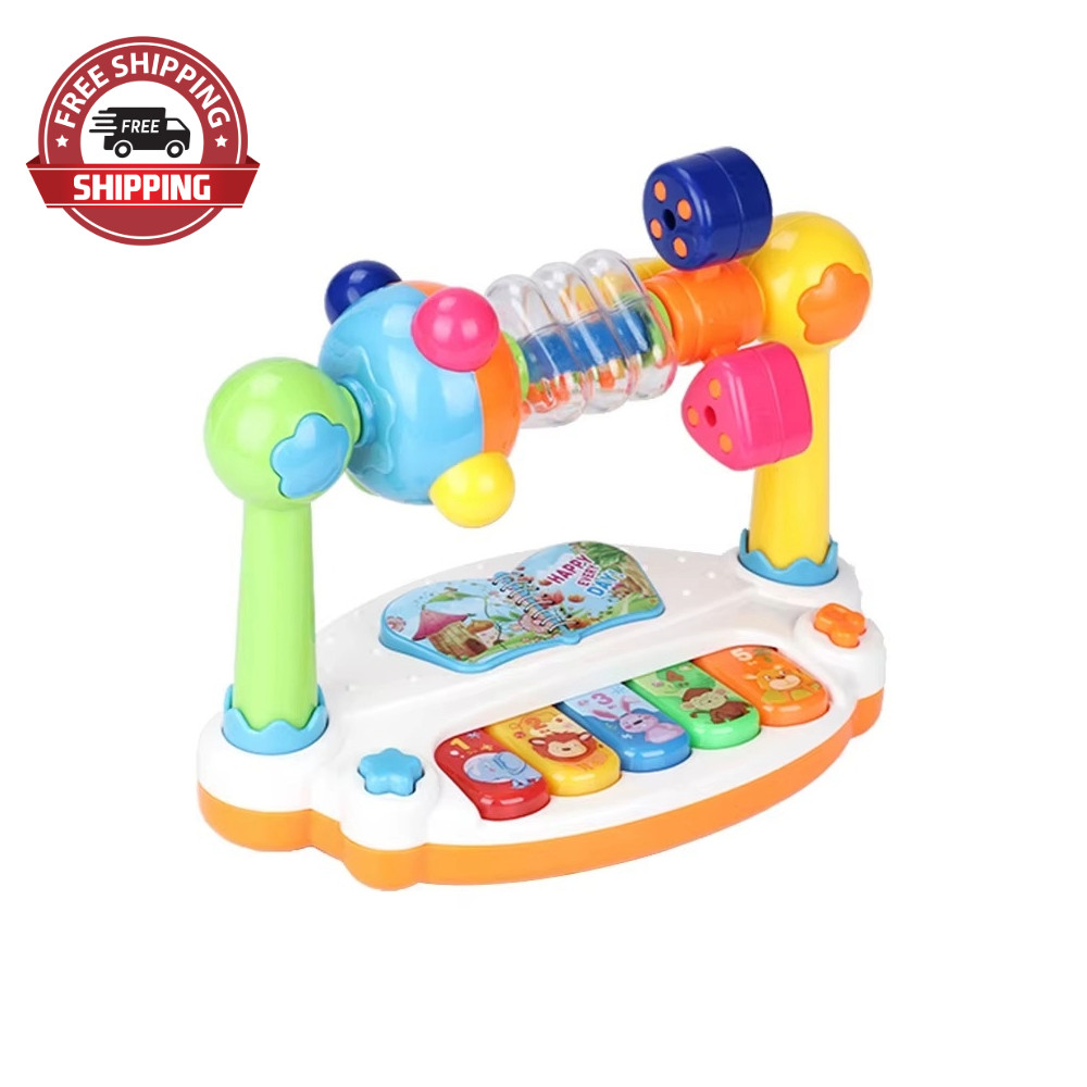 Baby Piano Toys Kids Rotating Music Piano Keyboard With Light Sound, Musical**