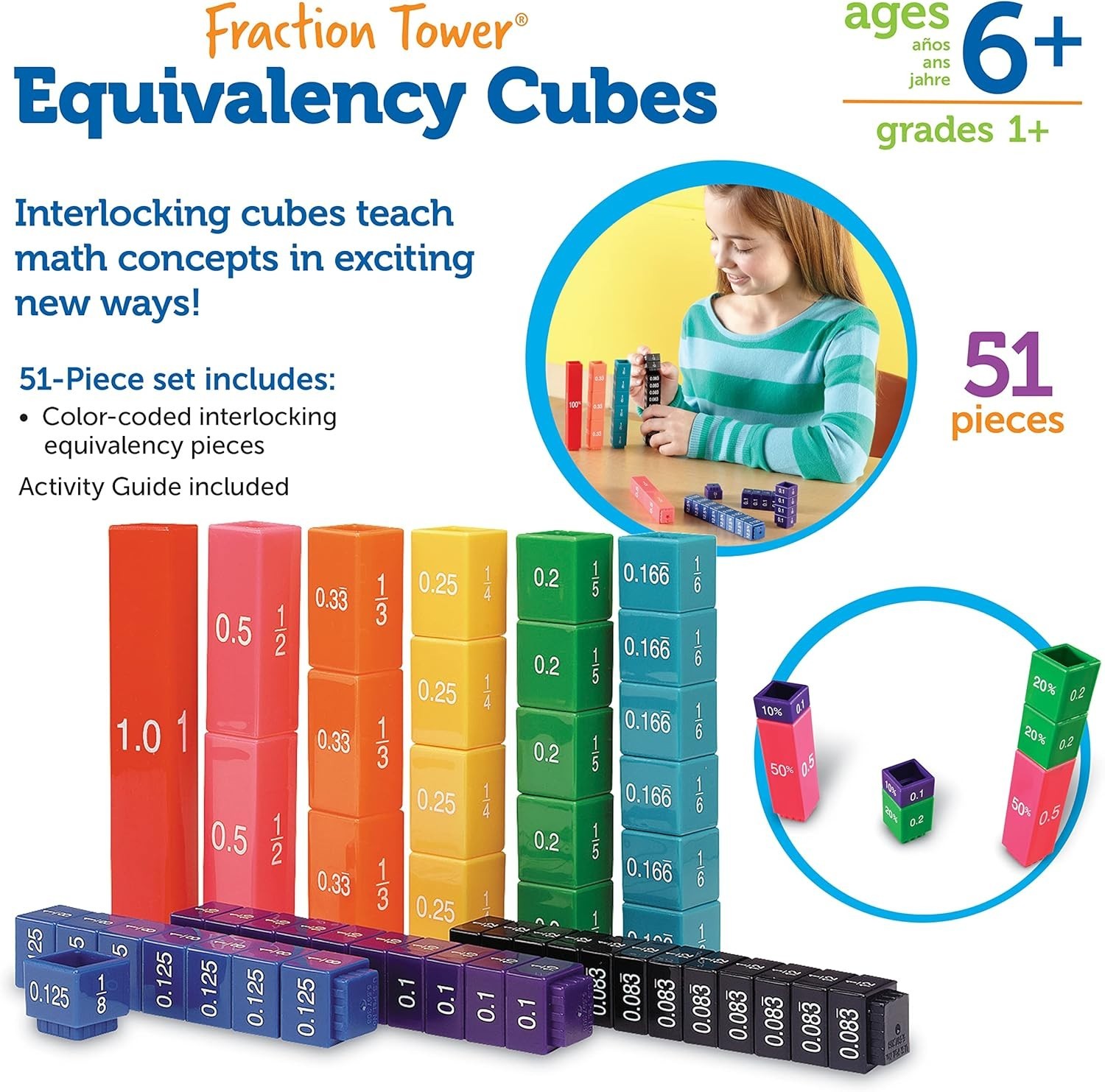 Gift of Learning: 51 Interchangeable Fraction Cubes – Perfect for Young Learners