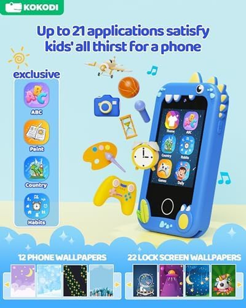 Kids Smart Phone Toys, Birthday Gifts Idea Dinosaur Toys for 3 4 5 6 7 8 Year Ol