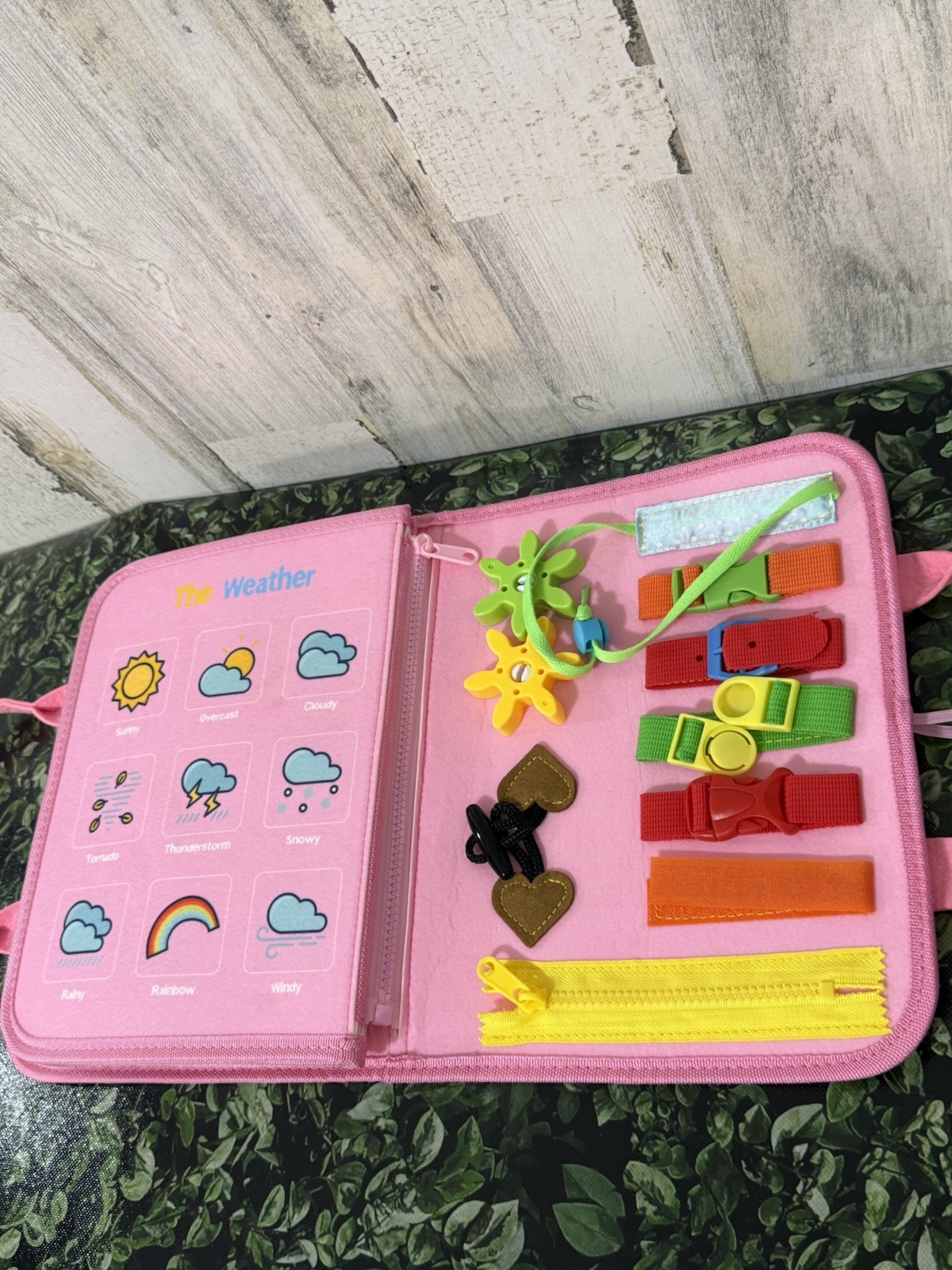 Hahaland Montessori Busy Board Toddler Toy Buckles Letters And More Soft Fabric