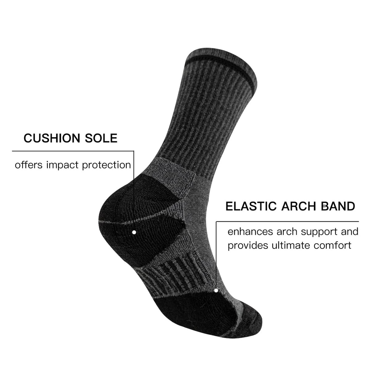 JOYNÉE 8 Pairs Mens Crew Socks Cushioned Moisture Wicking Athletic Socks Wo