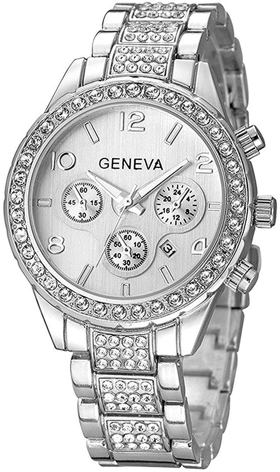 Gosasa Luxury Unisex Crystal Diamond Watches Quartz Digital Calendar Rose Gol…