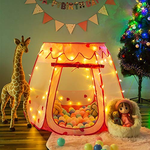 Pop Up Princess Tent with Star Light, Toys for 1 2 3 Year Old Girl Pink