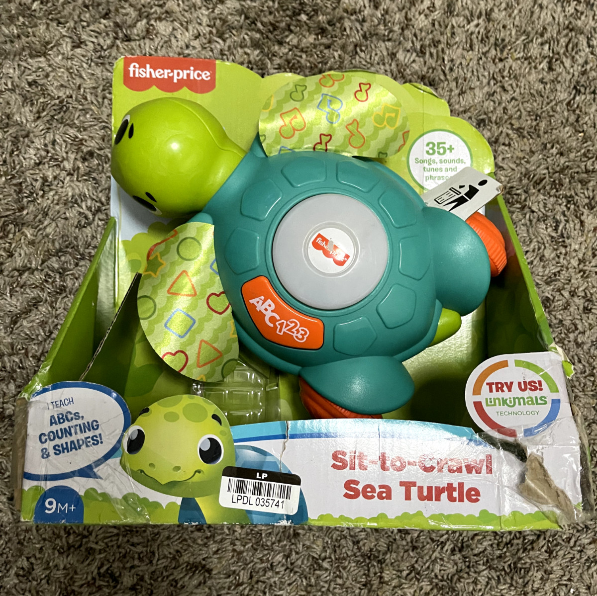 Fisher-Price Linkimals Sit-to-Crawl Sea Turtle, Light-up Musical Crawling Toy