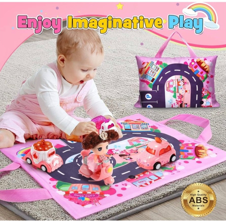 Princess Car Toy Set for Toddler Girl Pink Car for Girls Age 2-4 with Storage