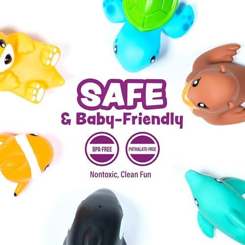 Tub Works® Marine™ Mold Free Bath Toys, 6 Pack | Sealed, No Hole Bath Toys De
