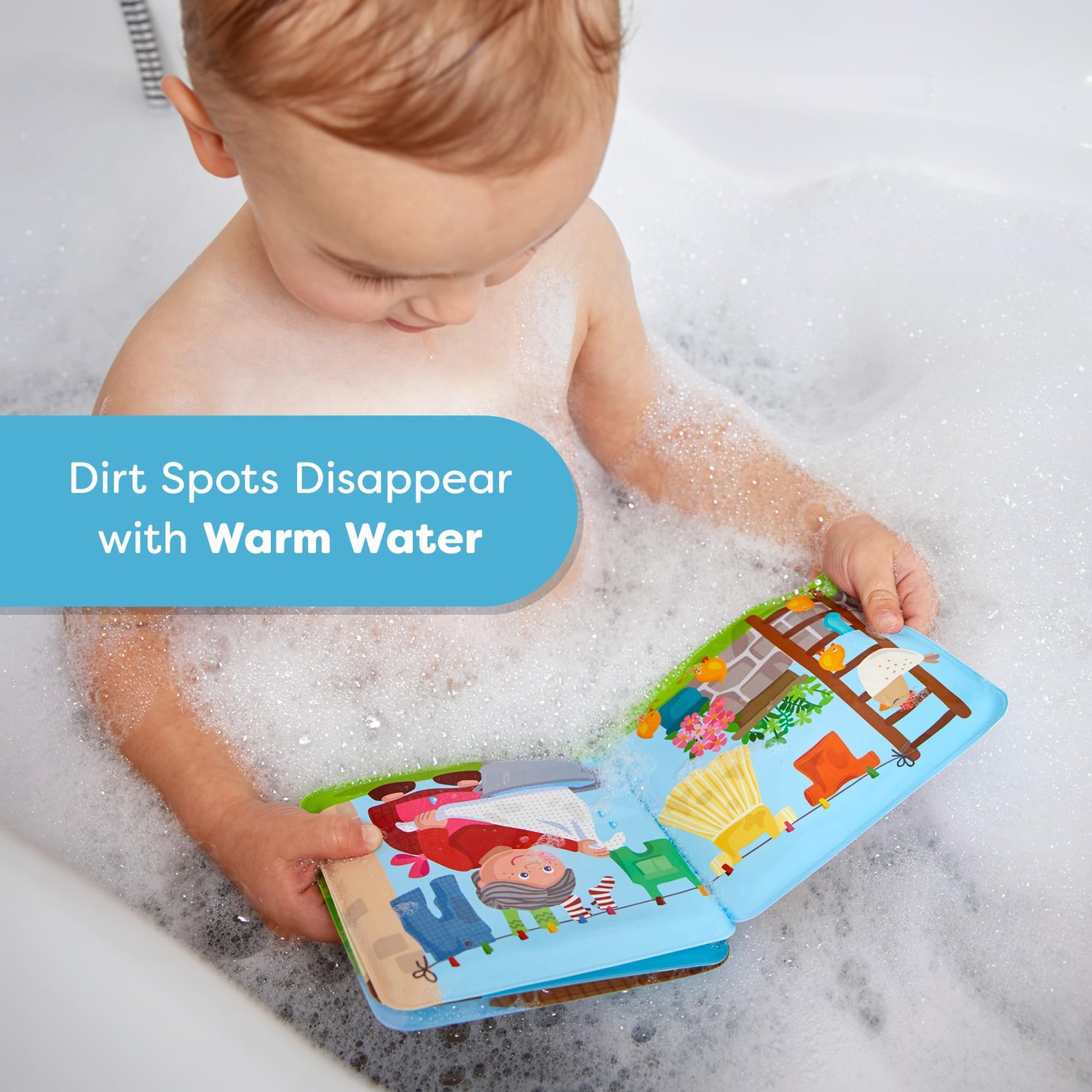 HABA Magic Color Changing Bath Book: Animal Wash Day, 5.75″ x 5.75″, Grey