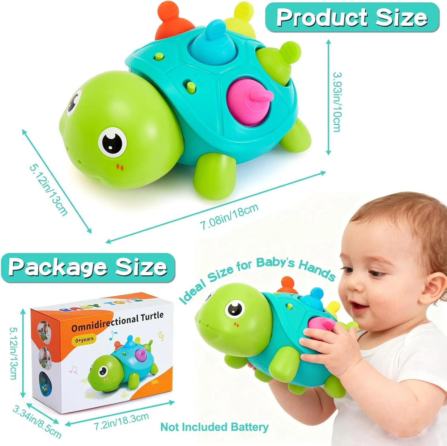 Baby Crawling Turtle Toy 6 9 12 18 Months, Infant Tummy Time Sensory Musical Tee