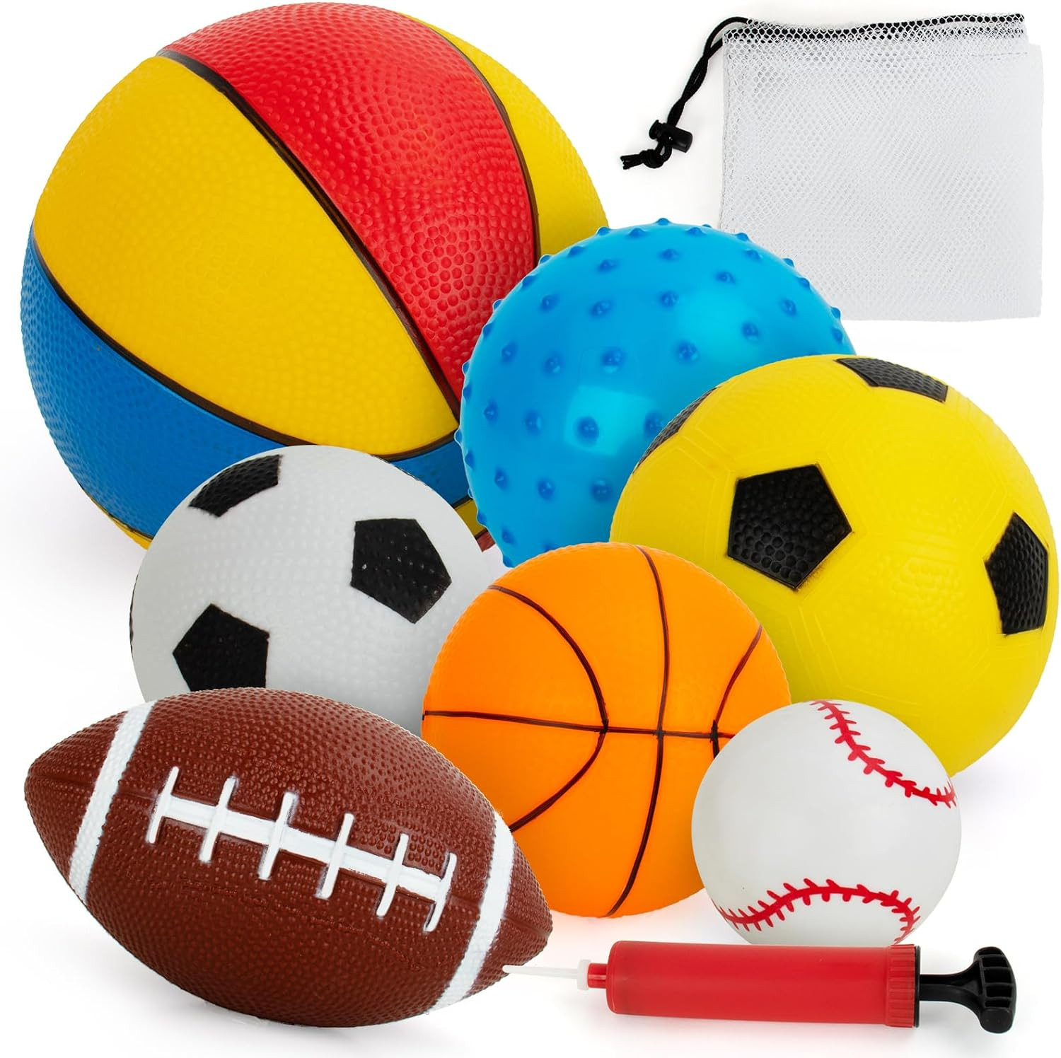 Balls for Toddlers 1-3,Toddler Sports Toys,Set of 7 Kids Ball Soft Foam Baby Spo