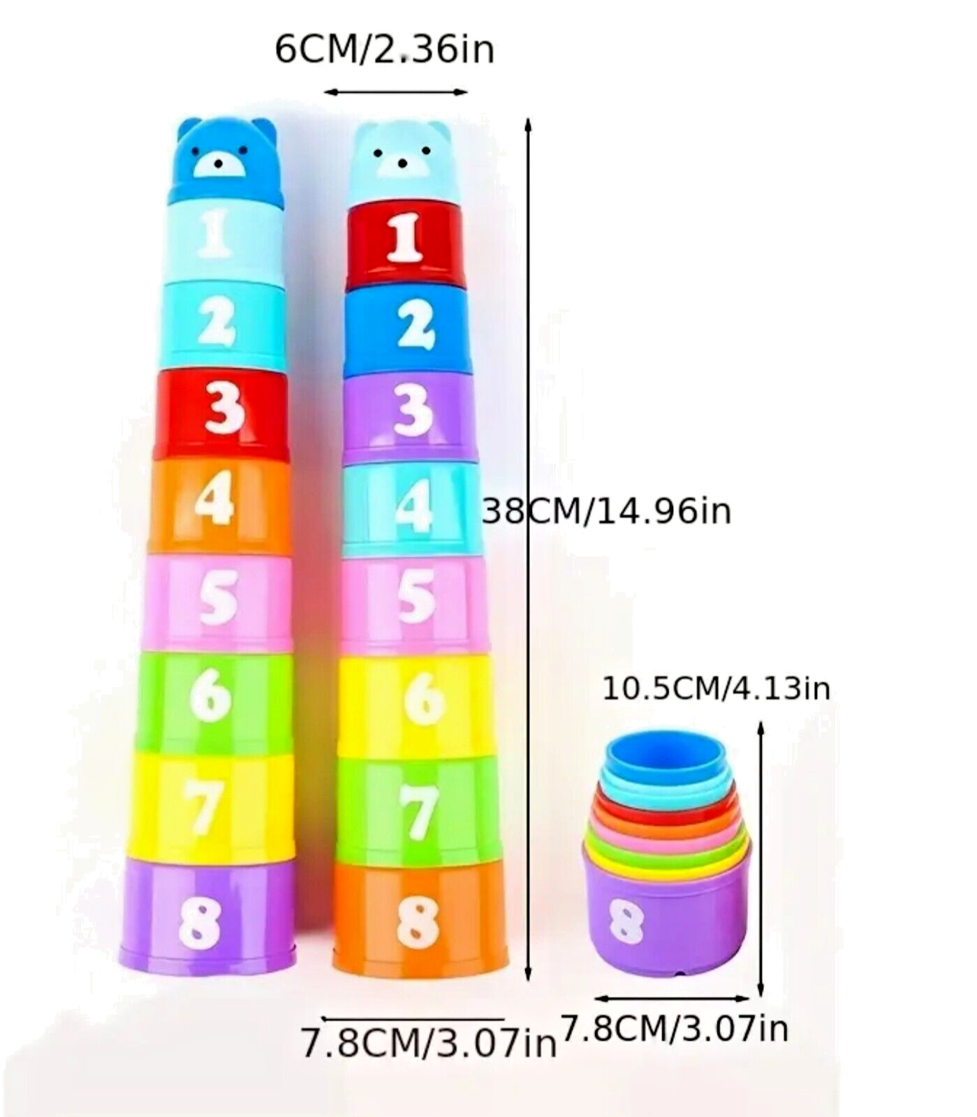 Stacking Cups Baby Toy Coordination Toddler Educational Action Stimulate NEW