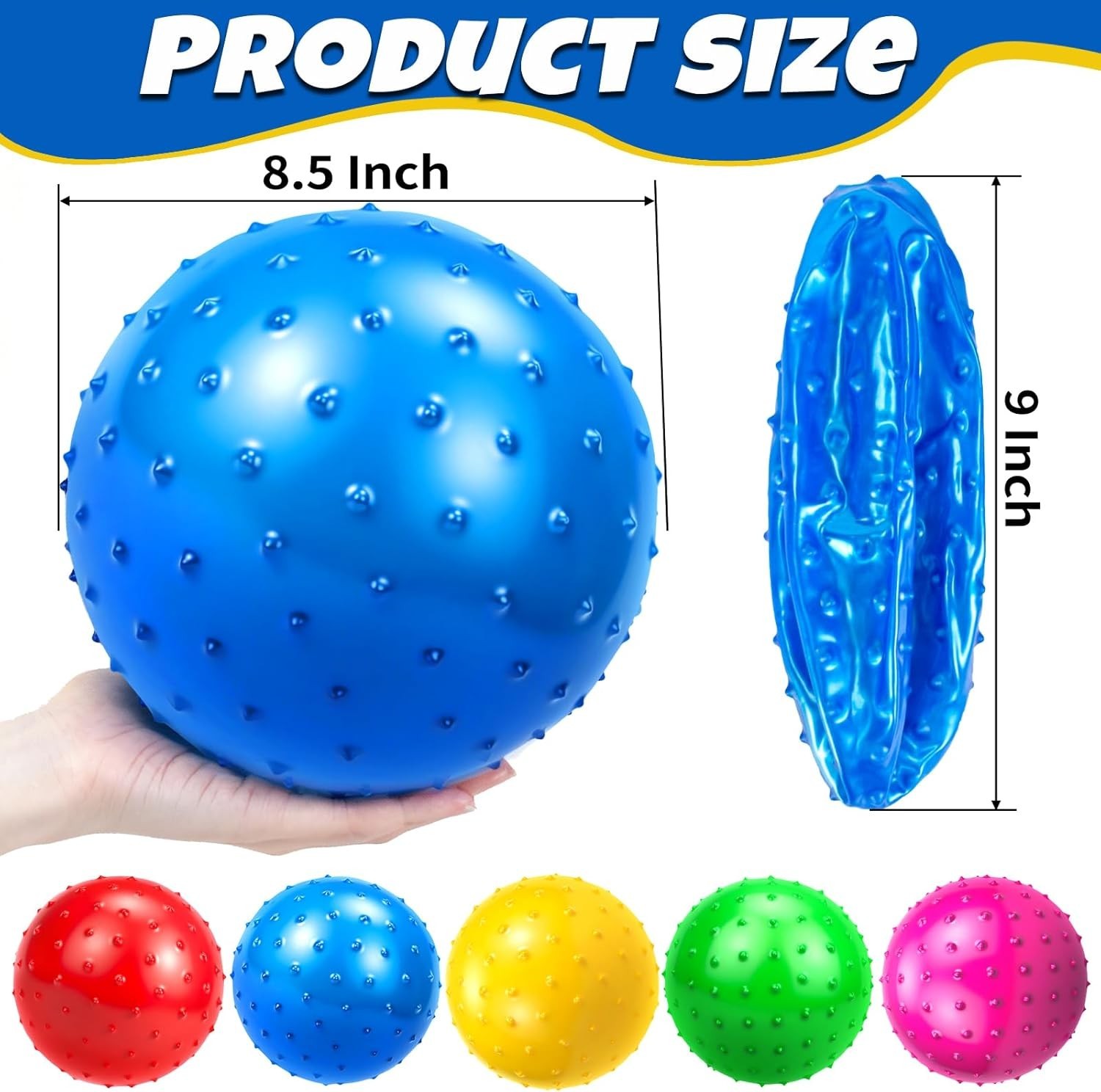 20Pcs Bouncy Balls for Kids Toddlers, 9 Inch Sensory Balls Spiky Massage Stre…