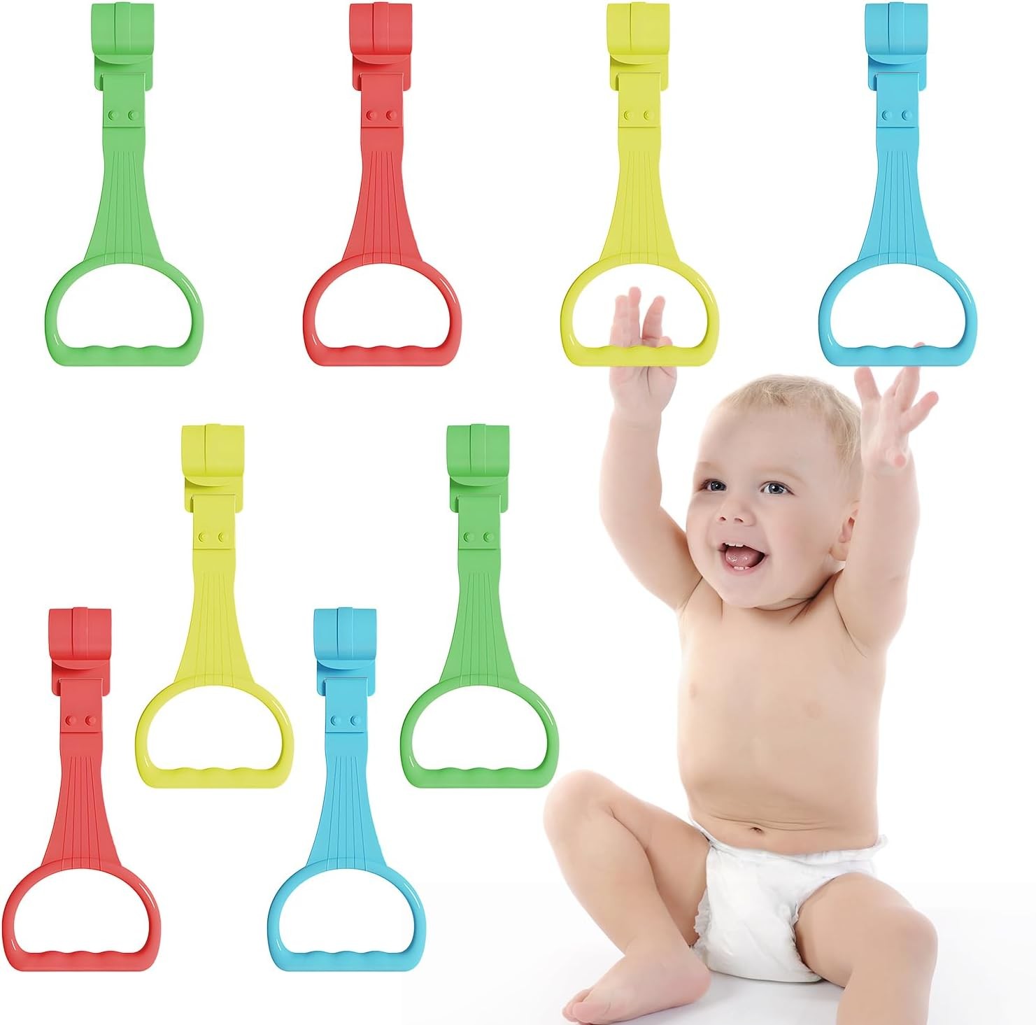 8Pcs Pull Up Rings – Baby Walking Exercises Assistant – Bed & Crib Stand Up R…