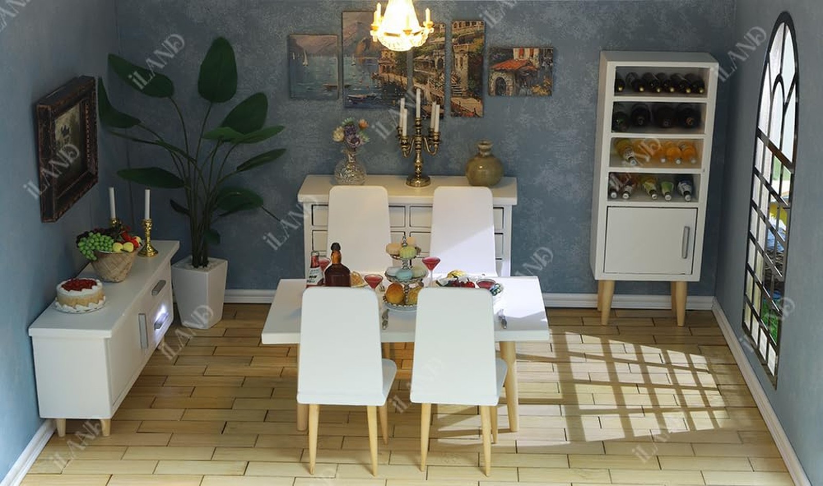 iLAND Dollhouse Furniture on 1/12 Scale of Dining-Room, Wooden Doll House Fur…